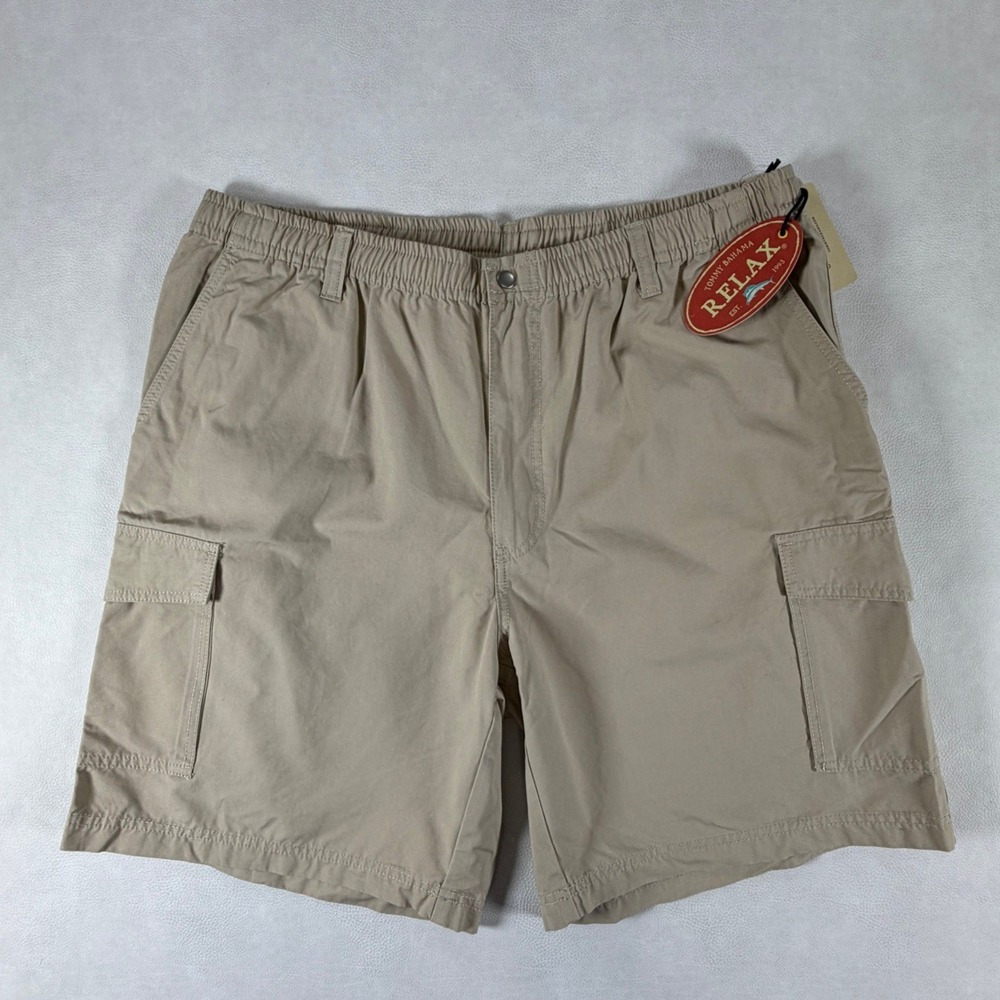 NWT Tommy Bahama Survivor Cargo Shorts Elastic Waist Mens 1XB Shoreline Beige